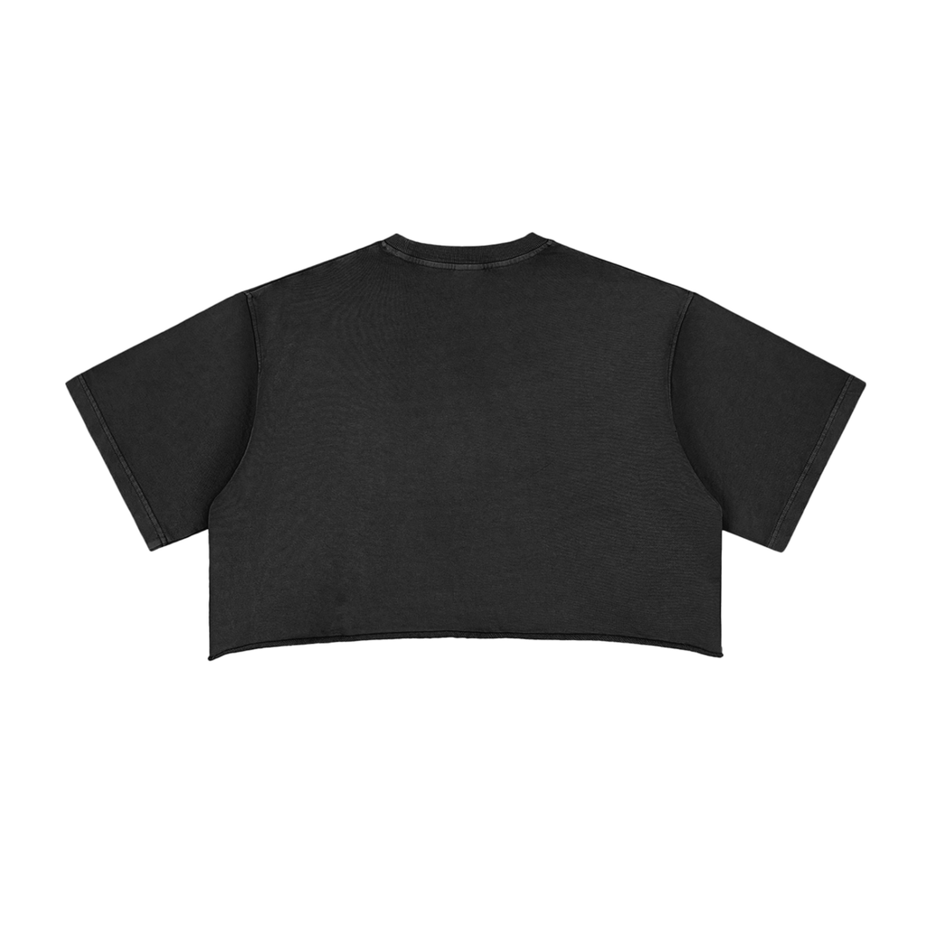 Snow Washed Raw-Edge Crop Tee