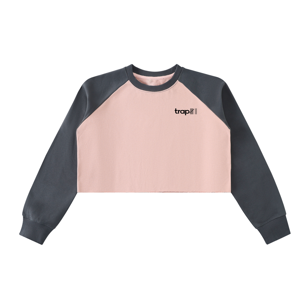 Colorblock Raw-Edge Crop Sweatshirt