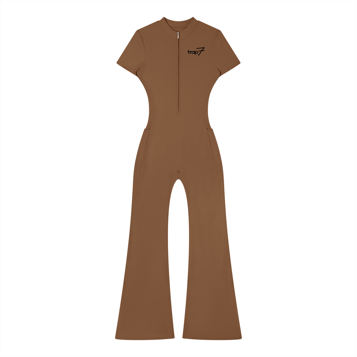 Sculpted Flare Quarter-Zip Jumpsuit