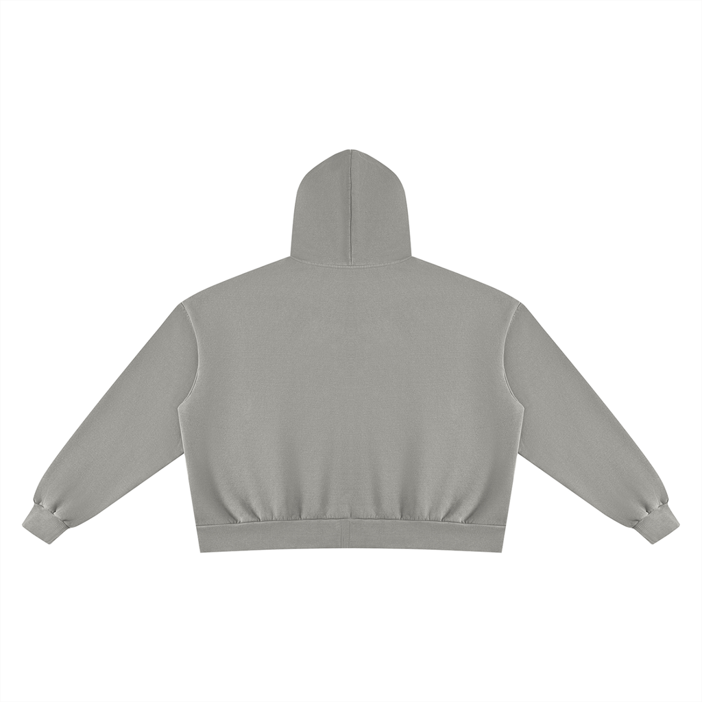 Vintage-Washed Boxy Fleece Hoodie