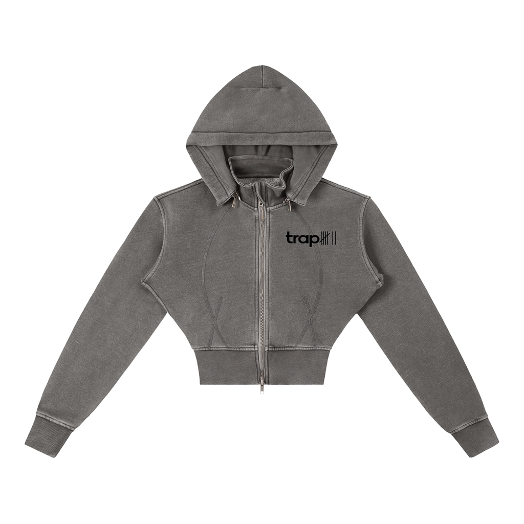 Vintage Wash Cropped Fleece Hoodie