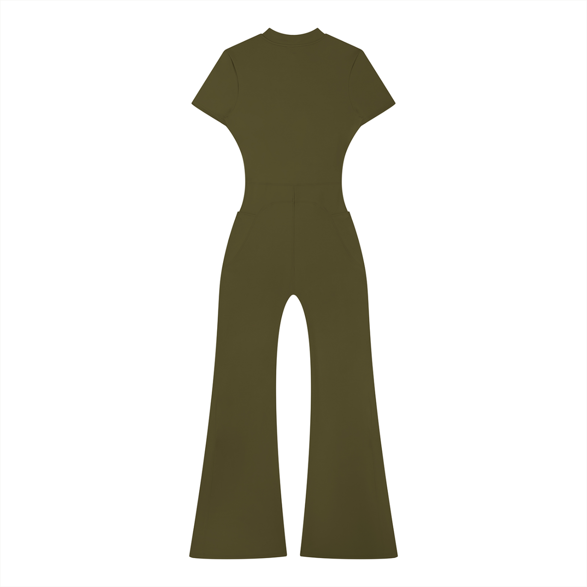 Sculpted Flare Quarter-Zip Jumpsuit