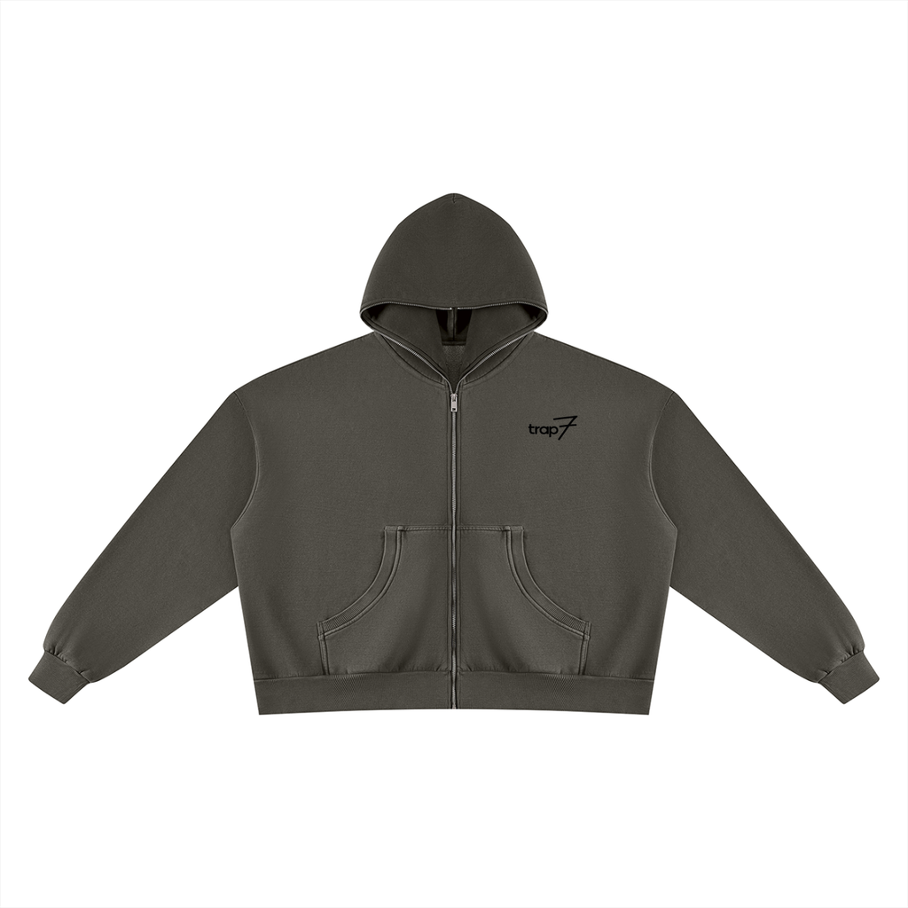 Vintage-Washed Boxy Fleece Hoodie