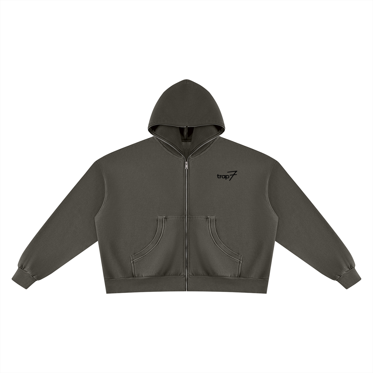Vintage-Washed Boxy Fleece Hoodie