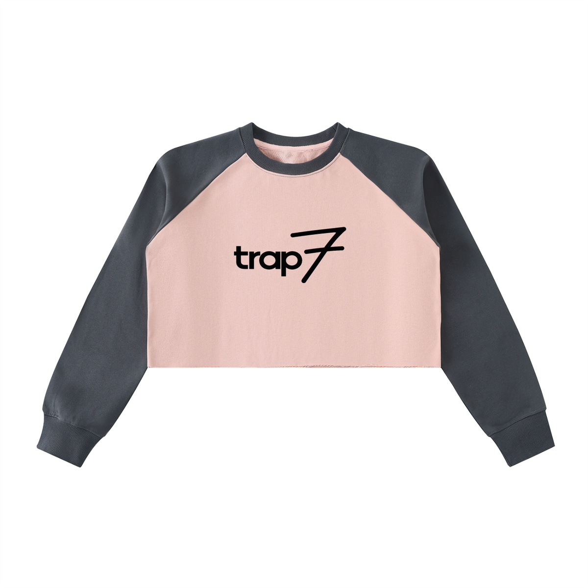 Colorblock Raw-Edge Crop Sweatshirt