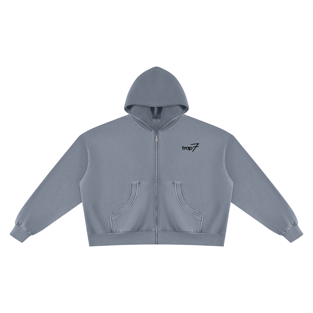 Vintage-Washed Boxy Fleece Hoodie