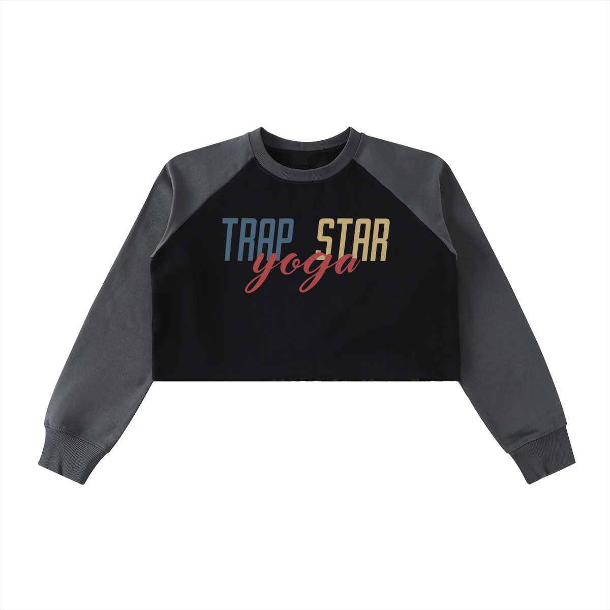 Colorblock Raw-Edge Crop Sweatshirt