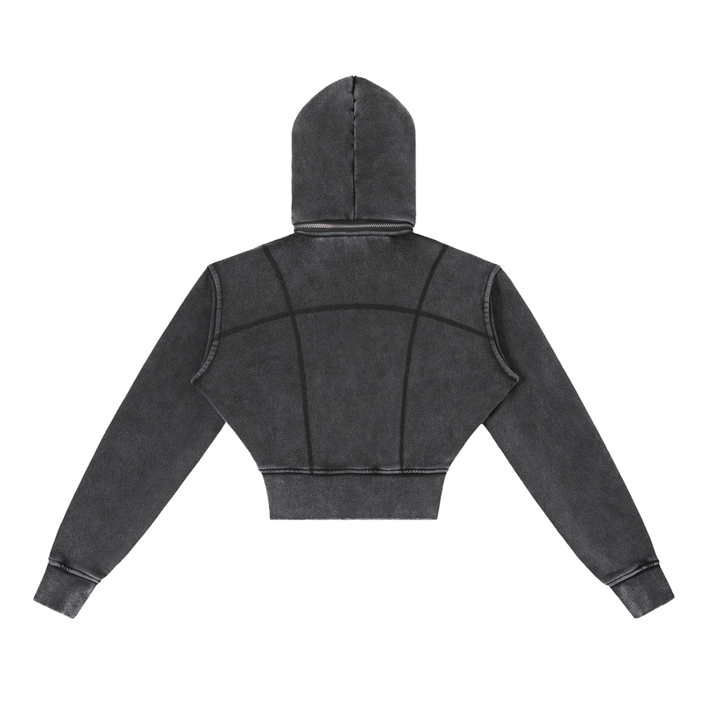 Vintage Wash Cropped Fleece Hoodie