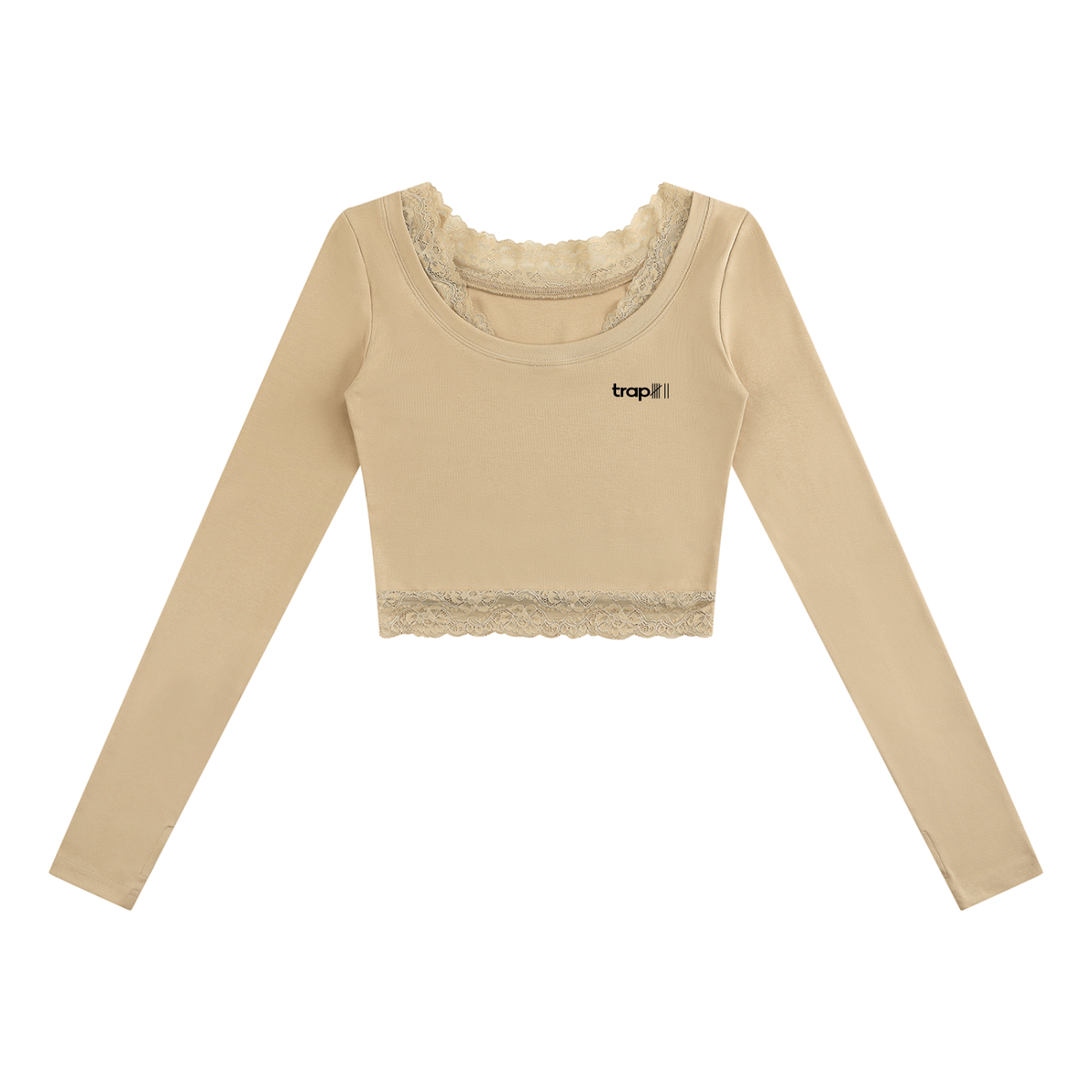 Lace-Trim Long-Sleeve Everyday Tee