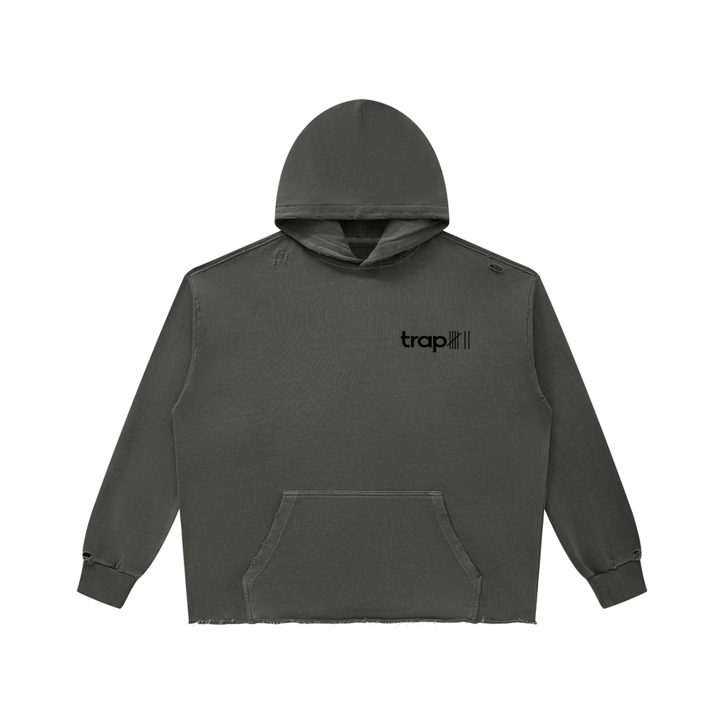 Vintage-Washed Raw-Edge Hoodie