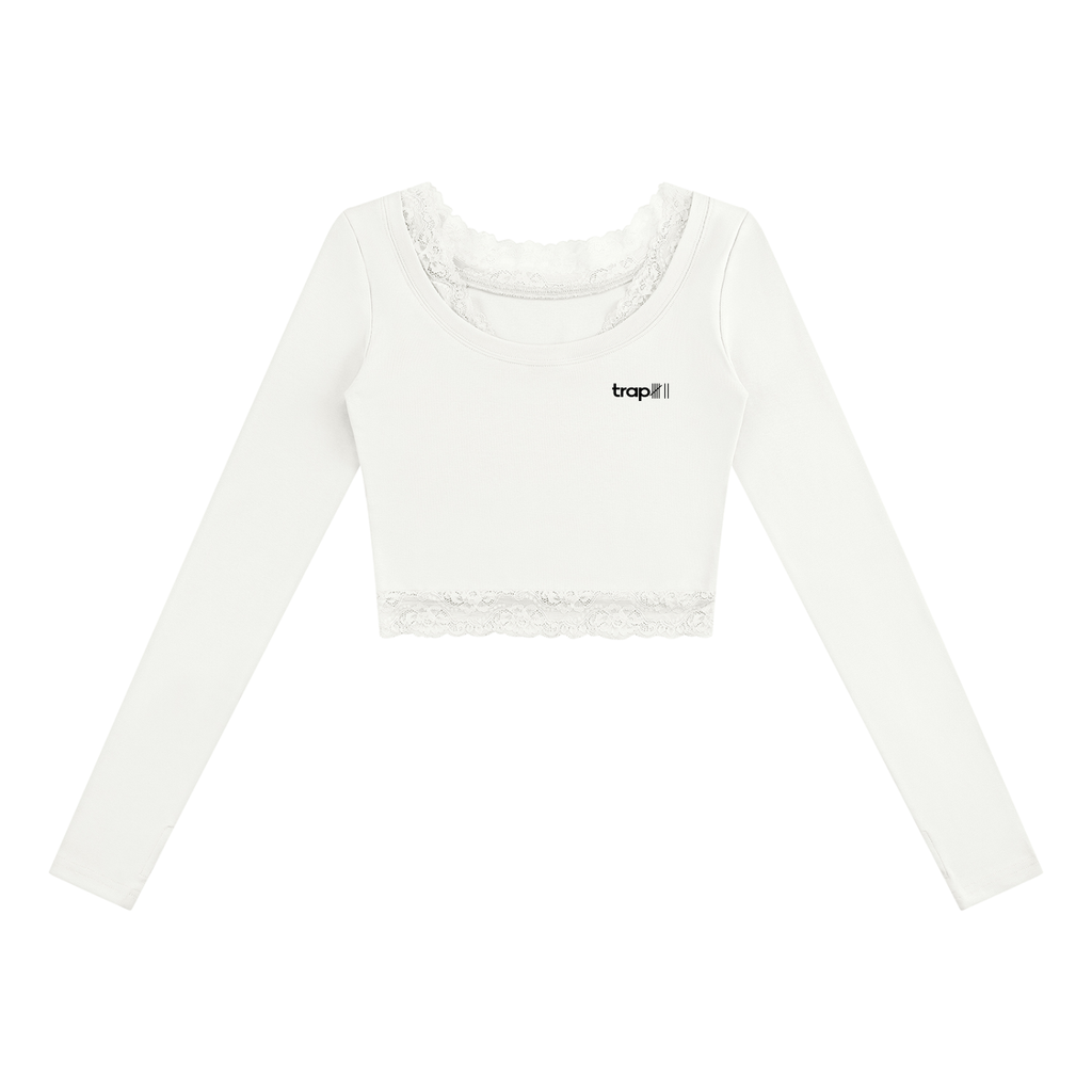 Lace-Trim Long-Sleeve Everyday Tee