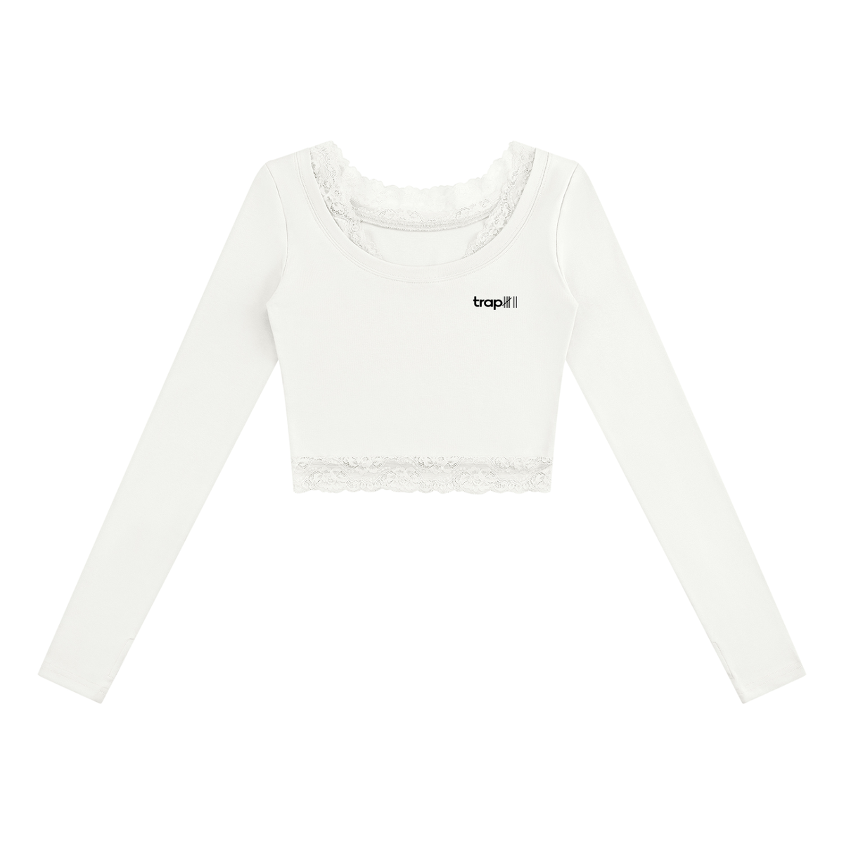 Lace-Trim Long-Sleeve Everyday Tee