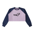 Colorblock Raw-Edge Crop Sweatshirt