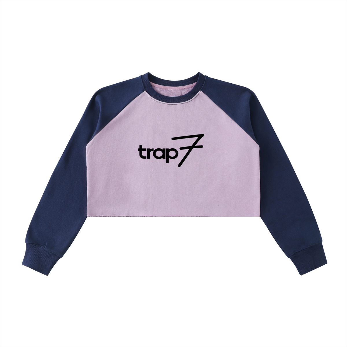 Colorblock Raw-Edge Crop Sweatshirt