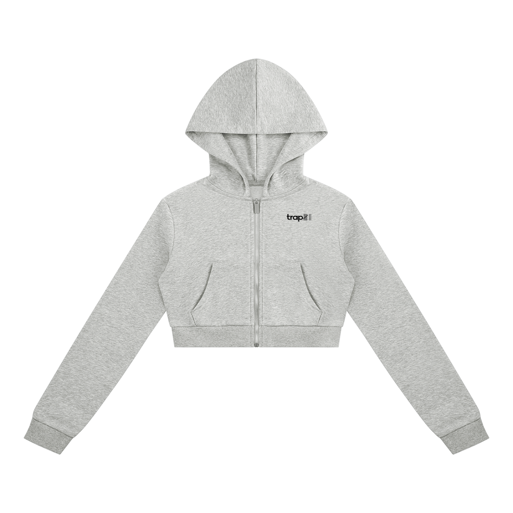 Relaxed Cropped Full-Zip Hoodie