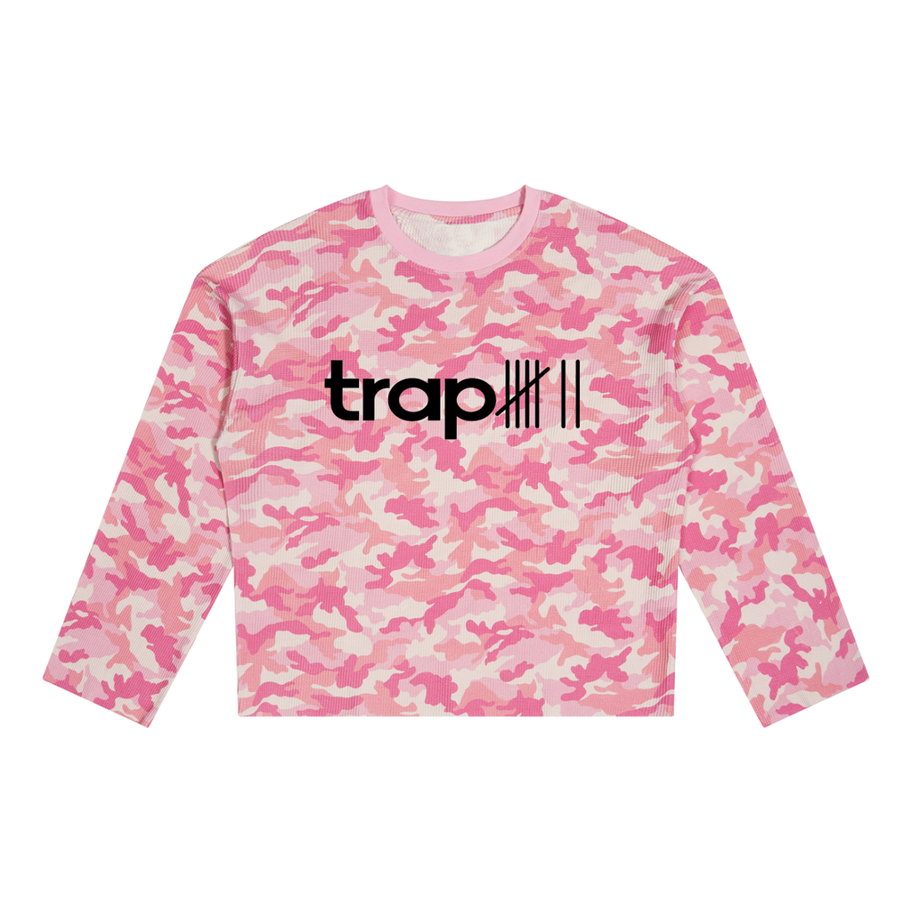 Unisex Camo Waffle Raw-Edge Tee