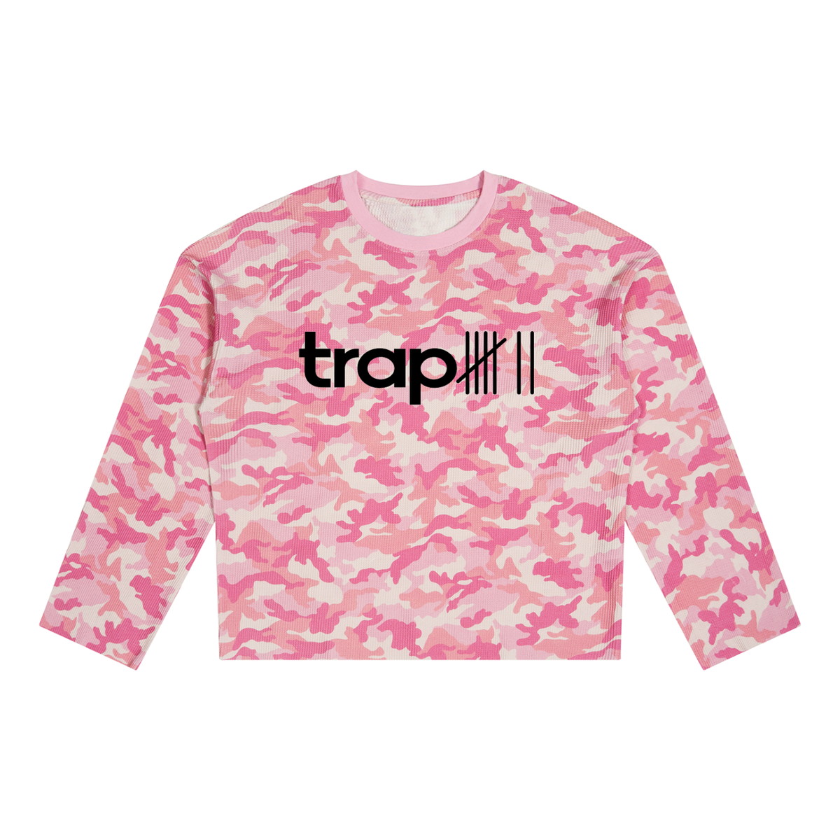Unisex Camo Waffle Raw-Edge Tee