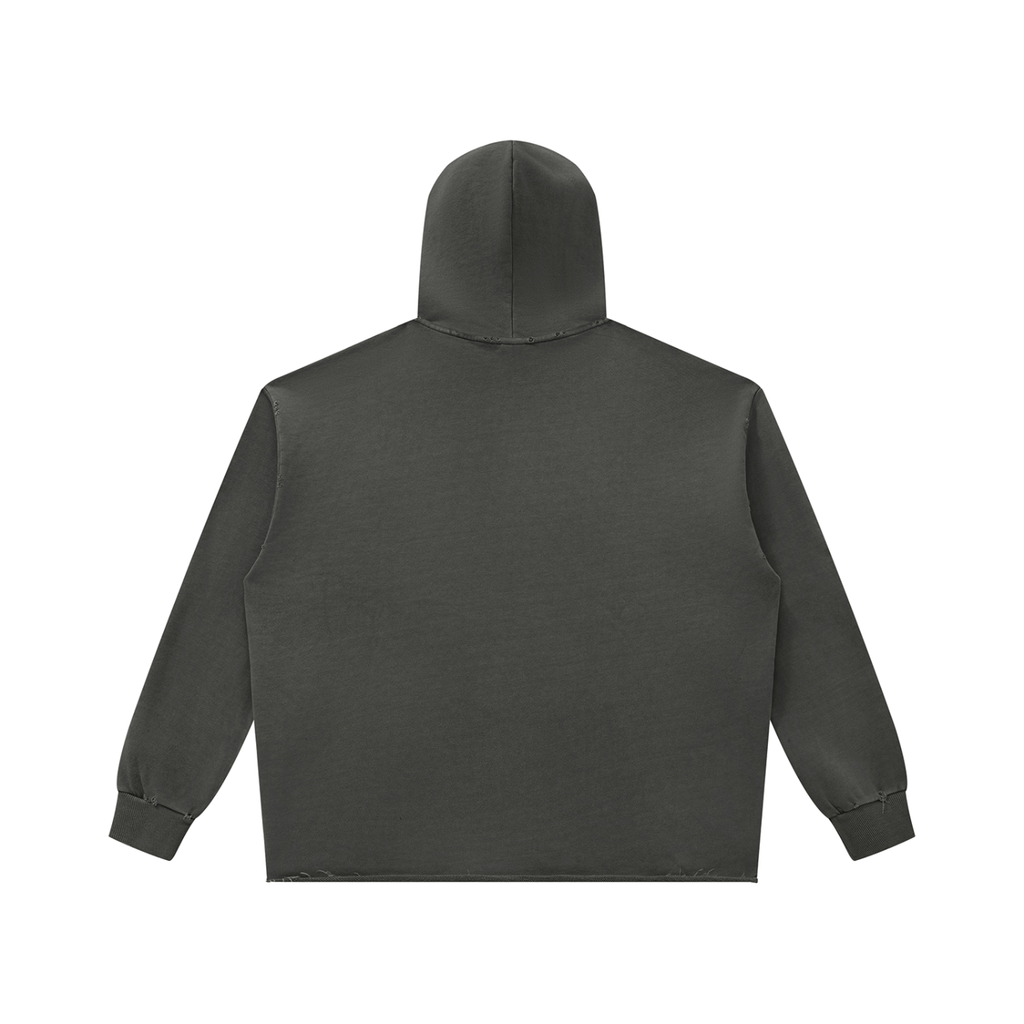 Vintage-Washed Raw-Edge Hoodie