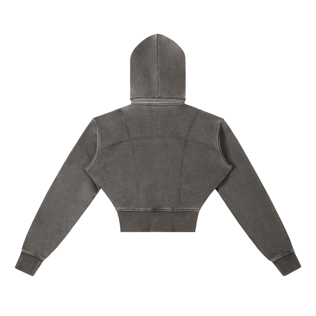 Vintage Wash Cropped Fleece Hoodie