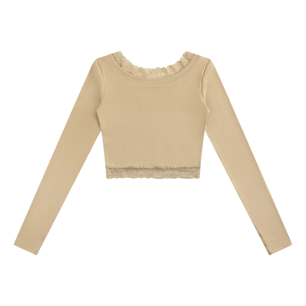 Lace-Trim Long-Sleeve Everyday Tee