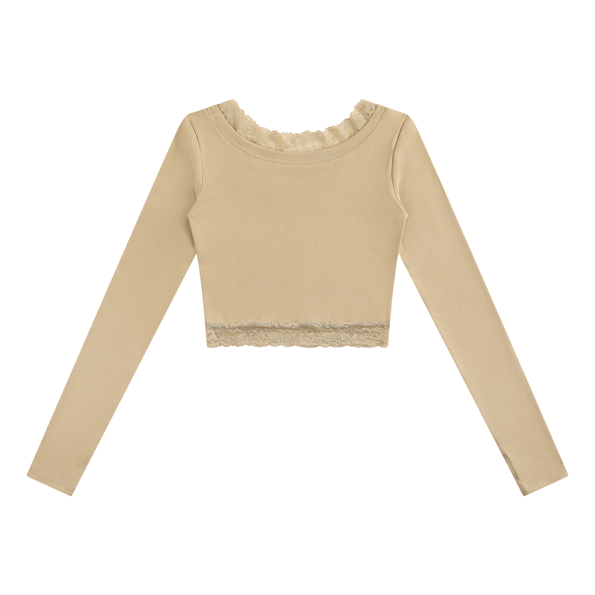 Lace-Trim Long-Sleeve Everyday Tee