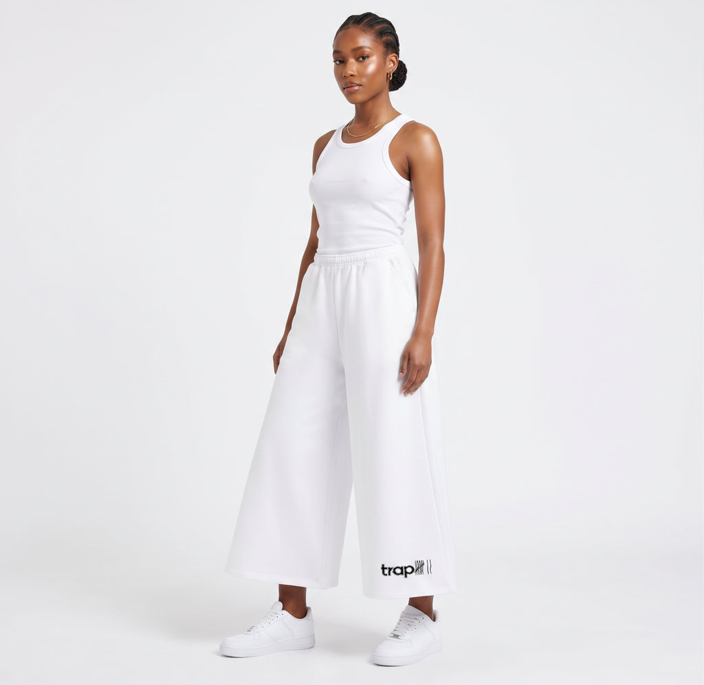 Relaxed Raw-Edge Wide-Leg Sweatpants