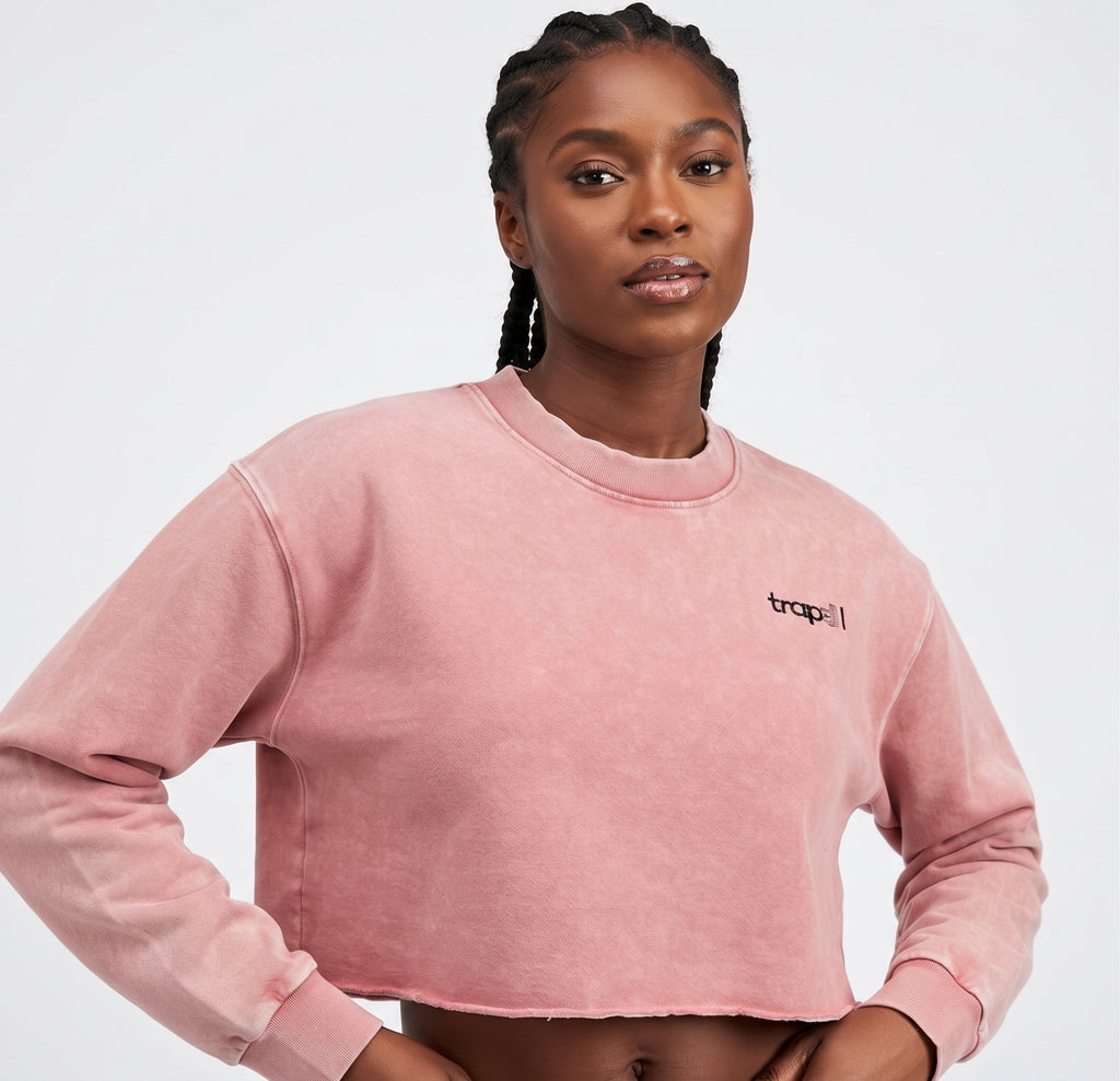 Snow Washed Raw-Edge Crop Sweatshirt