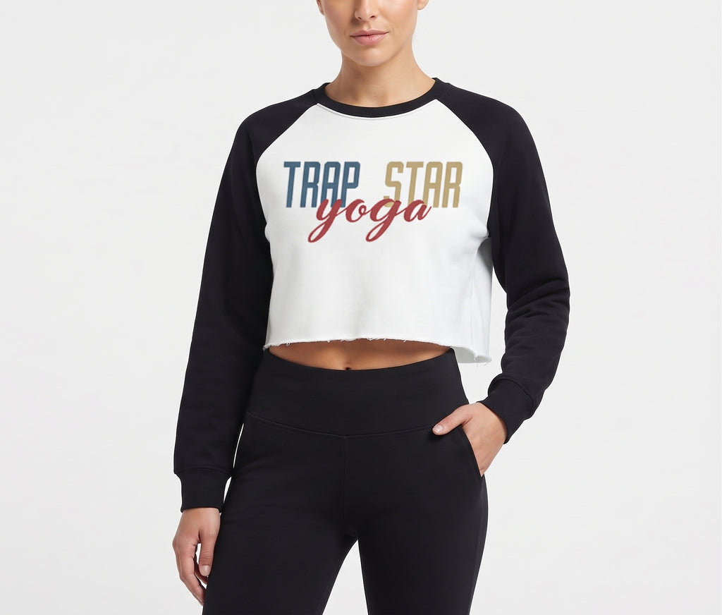 Colorblock Raw-Edge Crop Sweatshirt