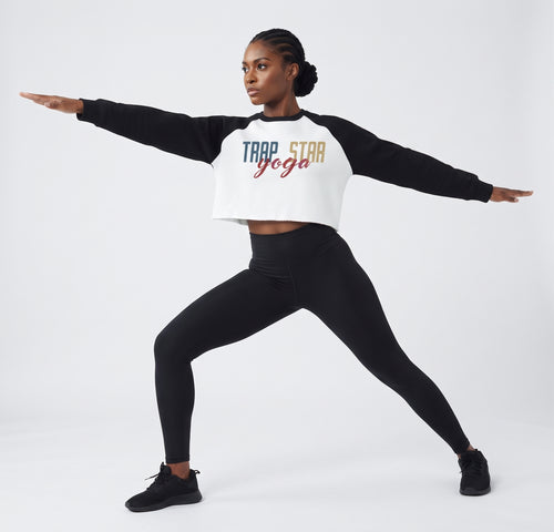 Colorblock Raw-Edge Crop Sweatshirt
