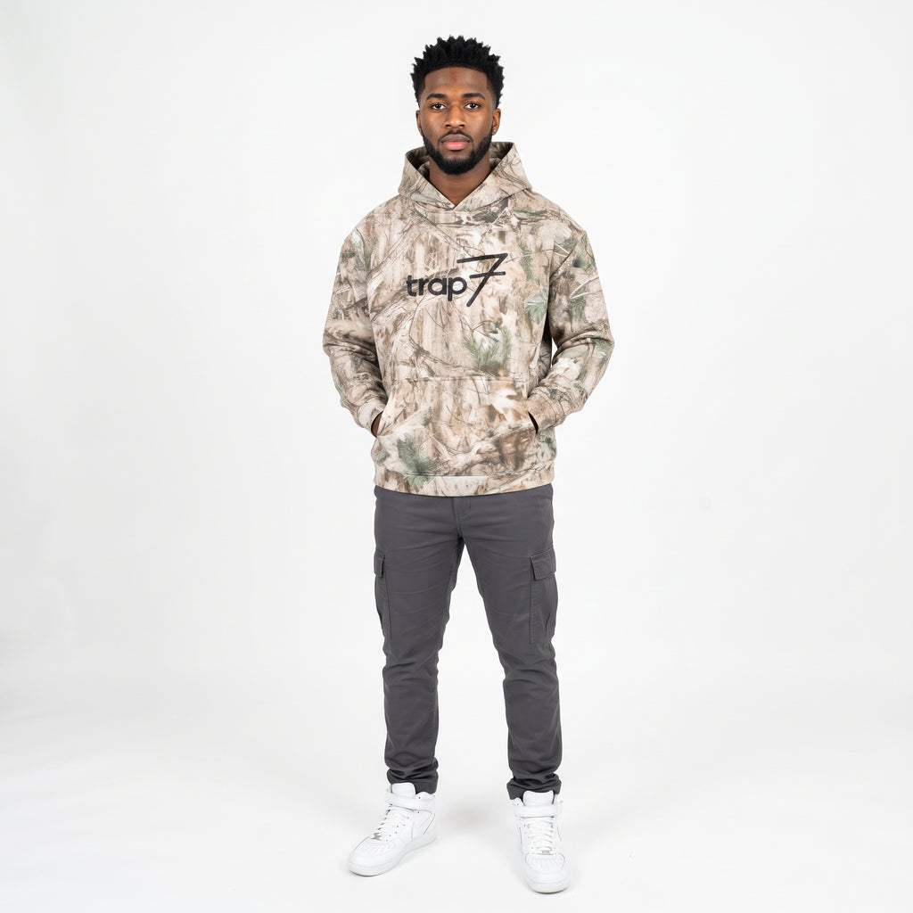 Oversized Tree Camo Fleece Hoodie