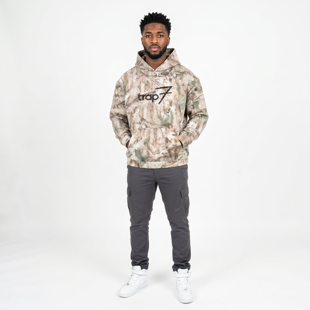 Oversized Tree Camo Fleece Hoodie