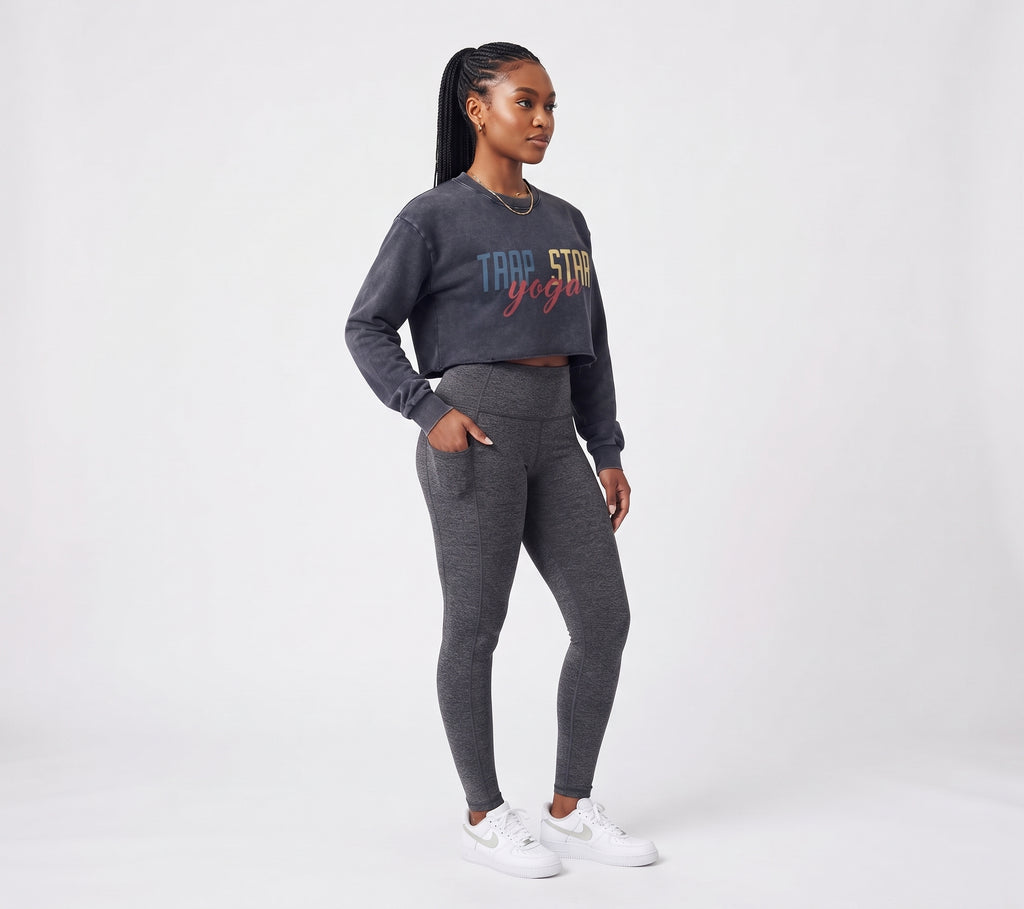 Snow Washed Raw-Edge Crop Sweatshirt