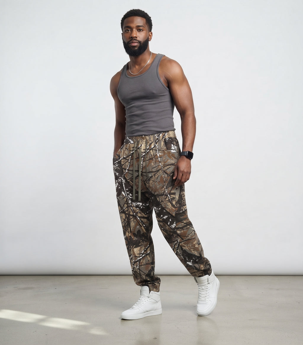 Unisex Camo Barrel-Leg Pants