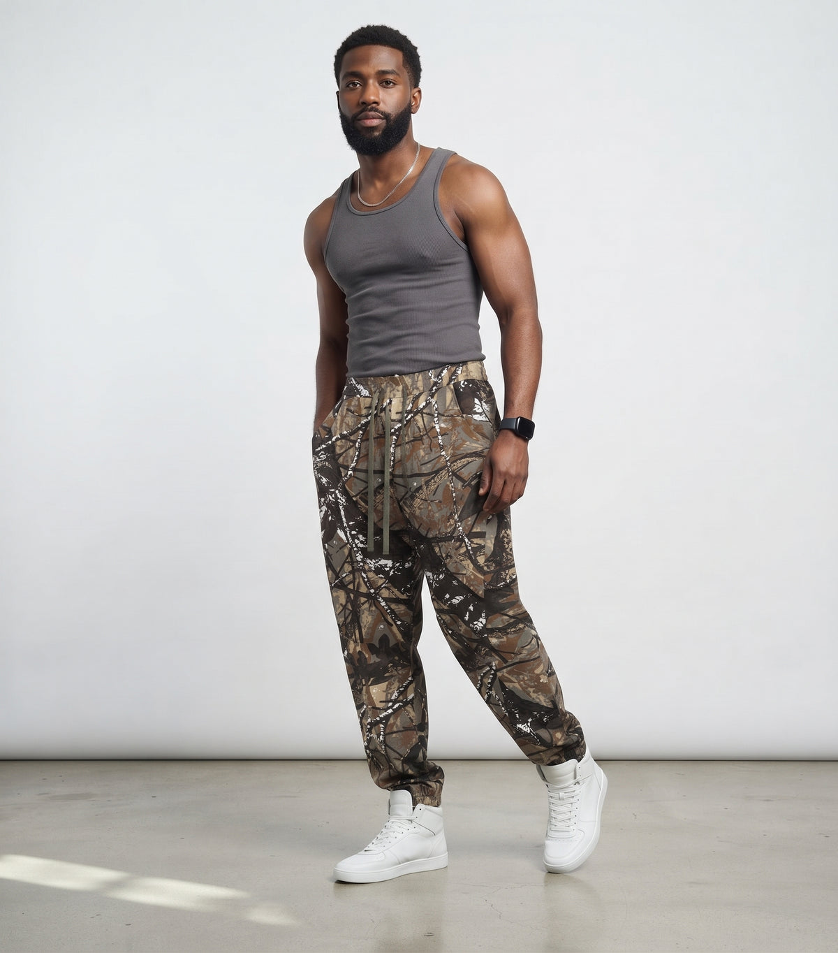 Unisex Camo Barrel-Leg Pants