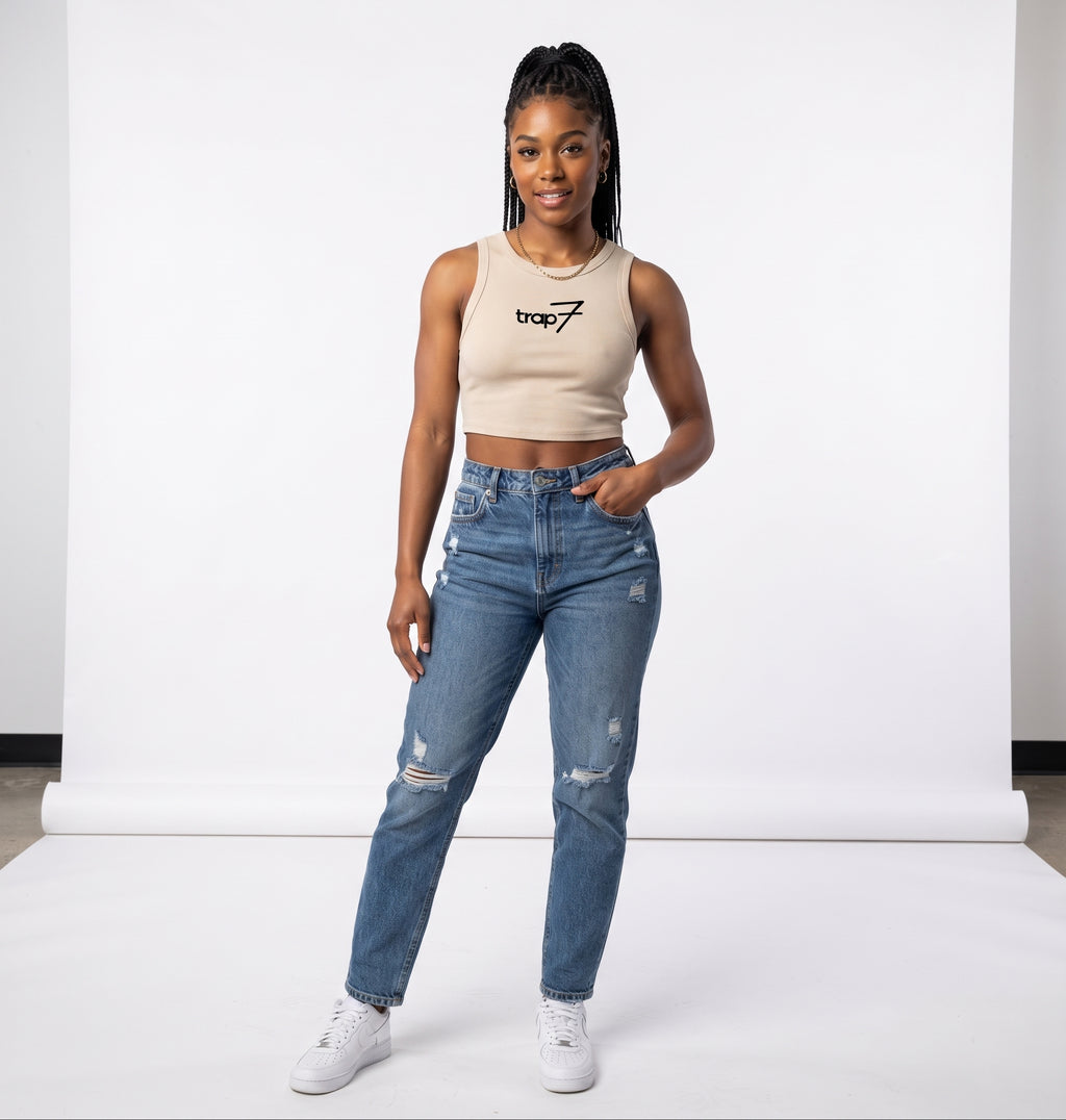 Sculpted Crewneck Crop Tank