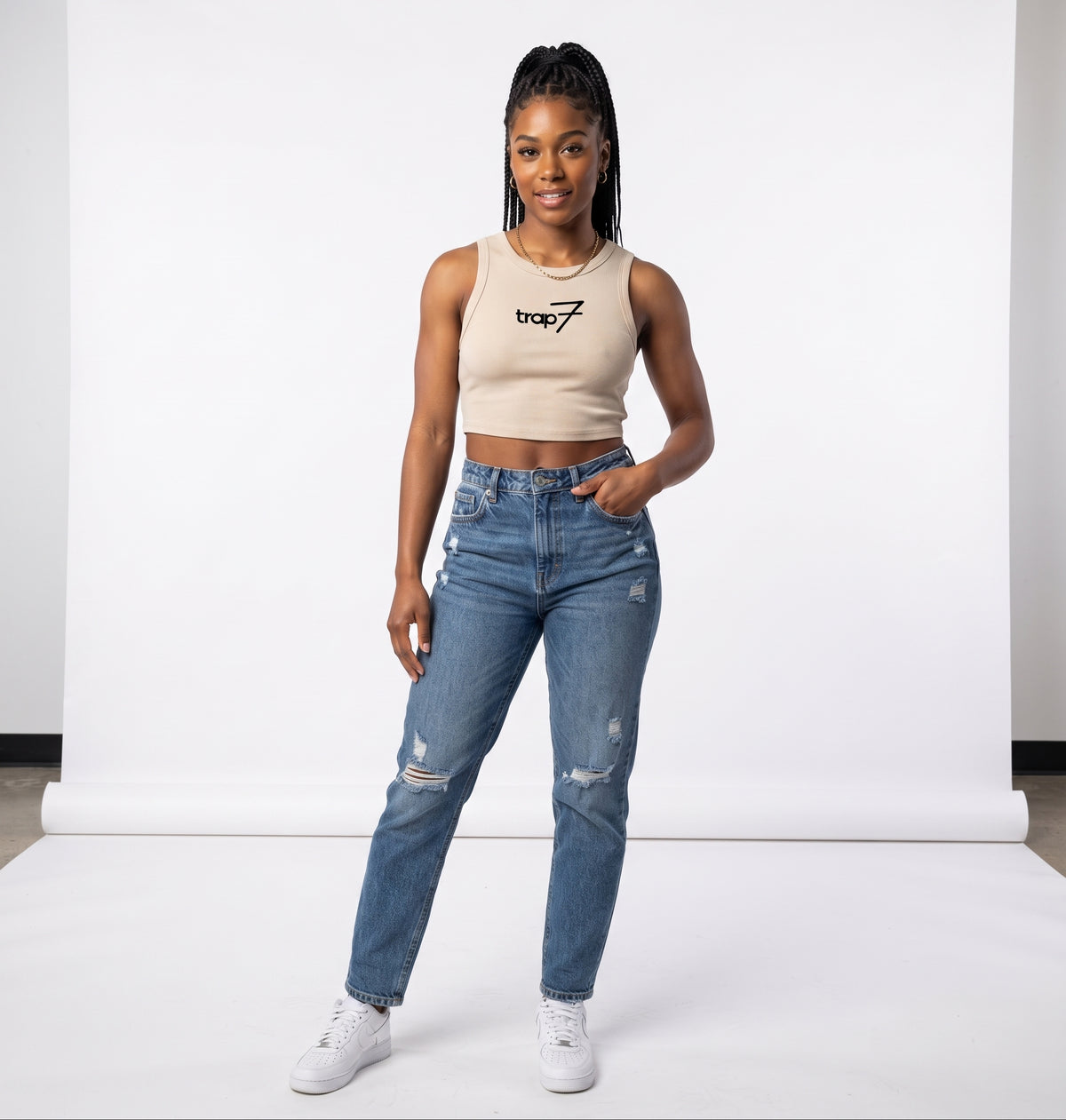 Sculpted Crewneck Crop Tank
