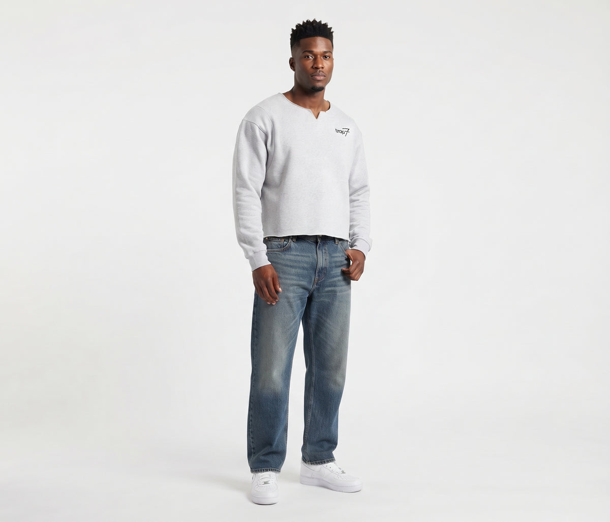 Unisex Raw-Edge Panel Boxy Sweatshirt