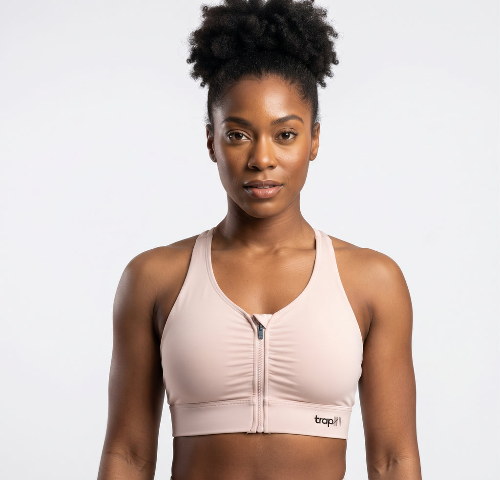 Cropped Zip-Front Performance Bra