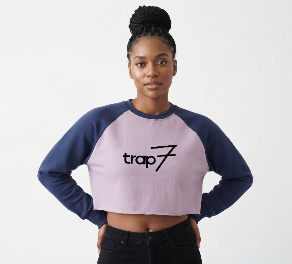 Colorblock Raw-Edge Crop Sweatshirt