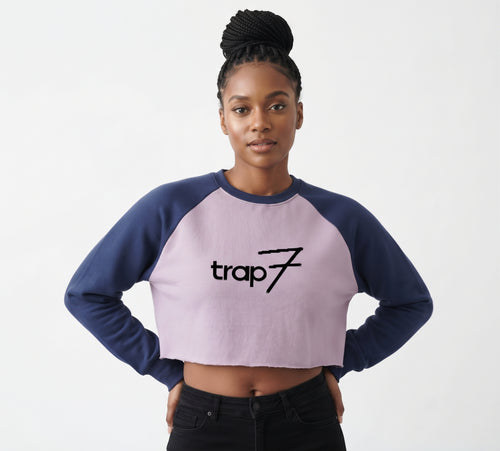 Colorblock Raw-Edge Crop Sweatshirt