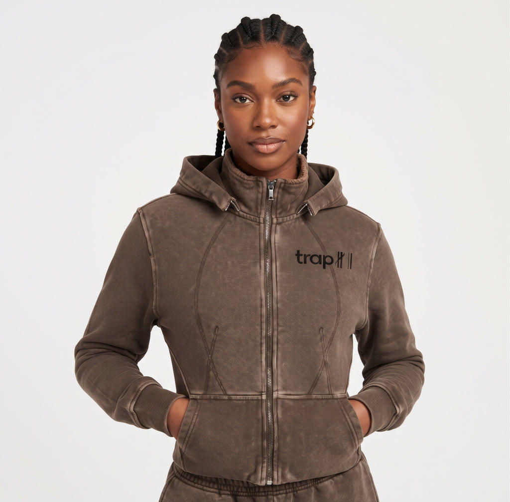 Vintage Wash Cropped Fleece Hoodie