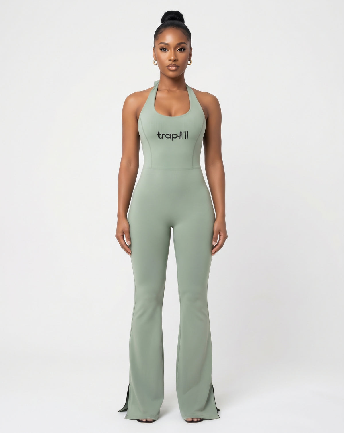 Sleek Halter Flare Jumpsuit
