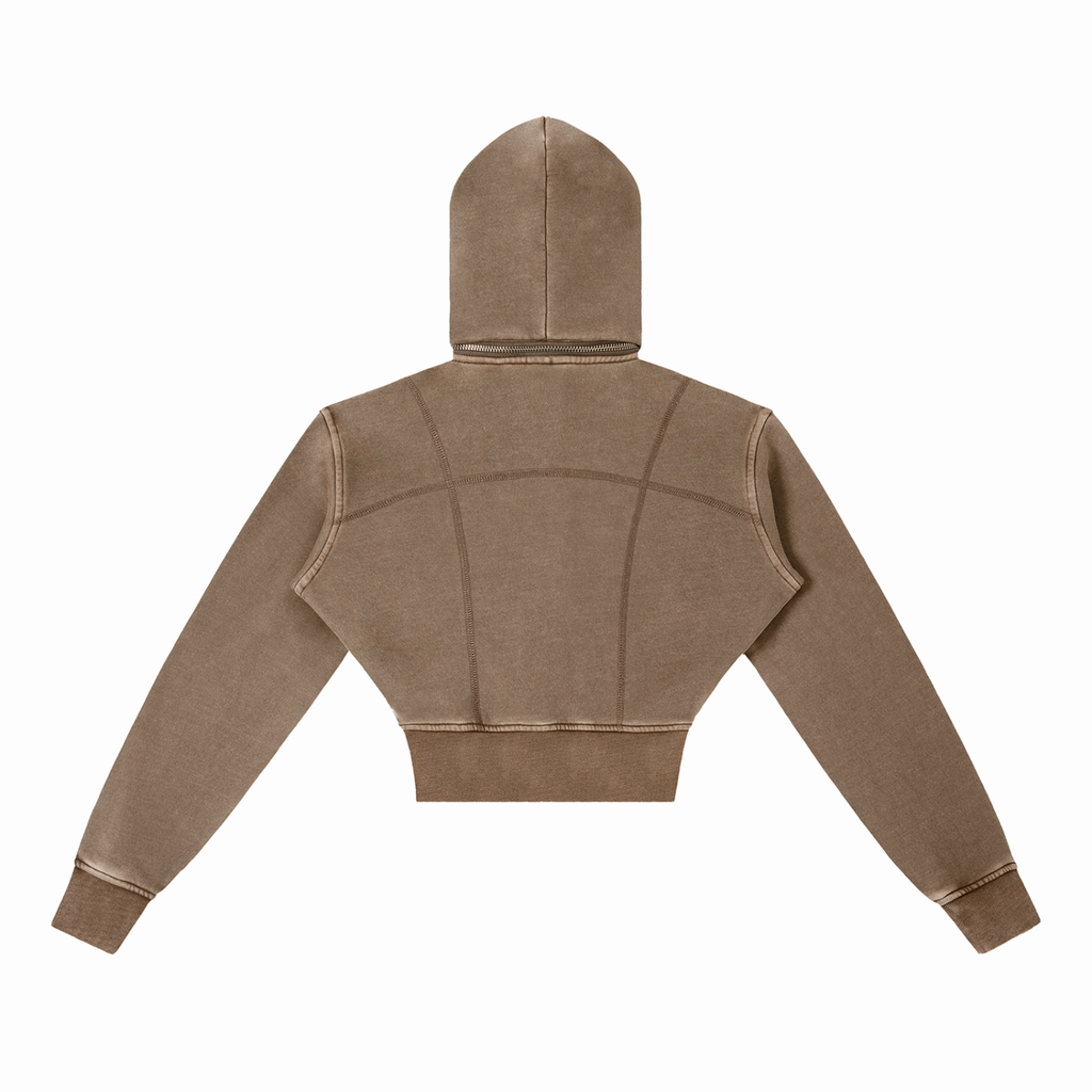 Vintage Wash Cropped Fleece Hoodie