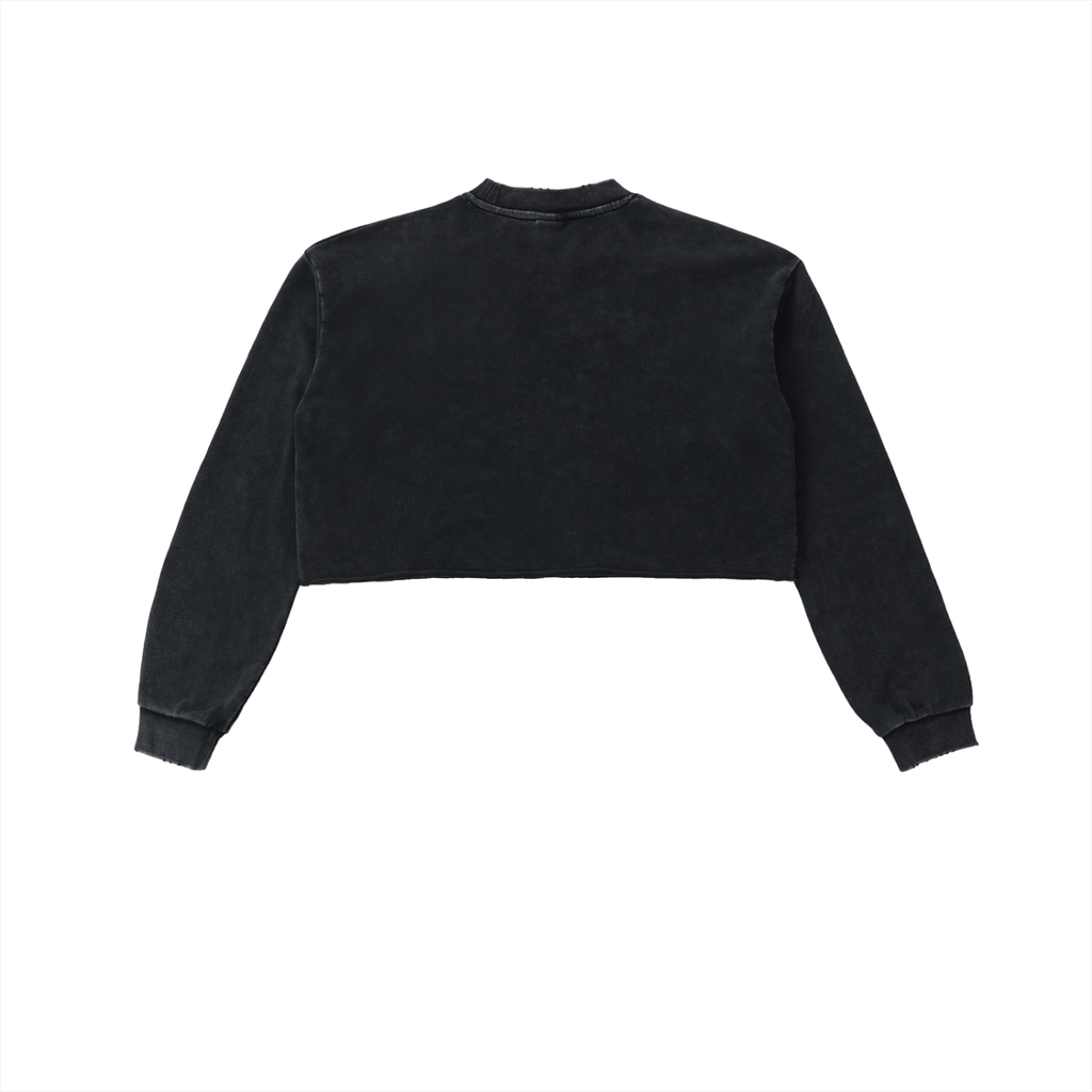 Snow Washed Raw-Edge Crop Sweatshirt