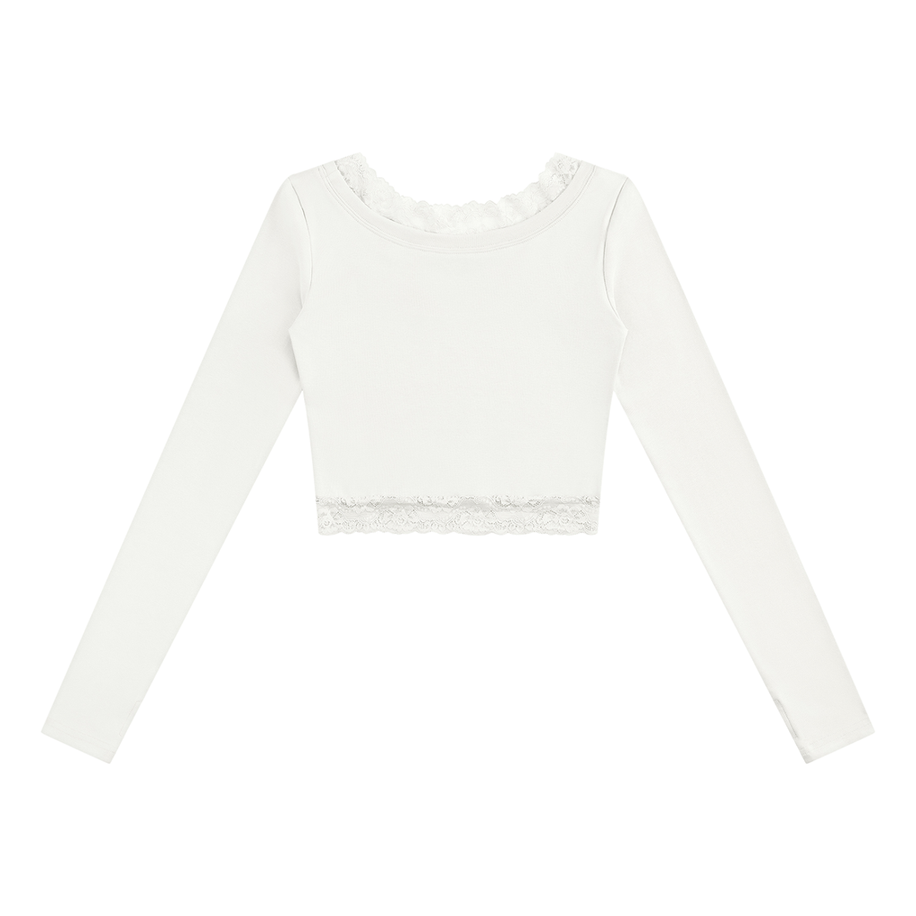 Lace-Trim Long-Sleeve Everyday Tee