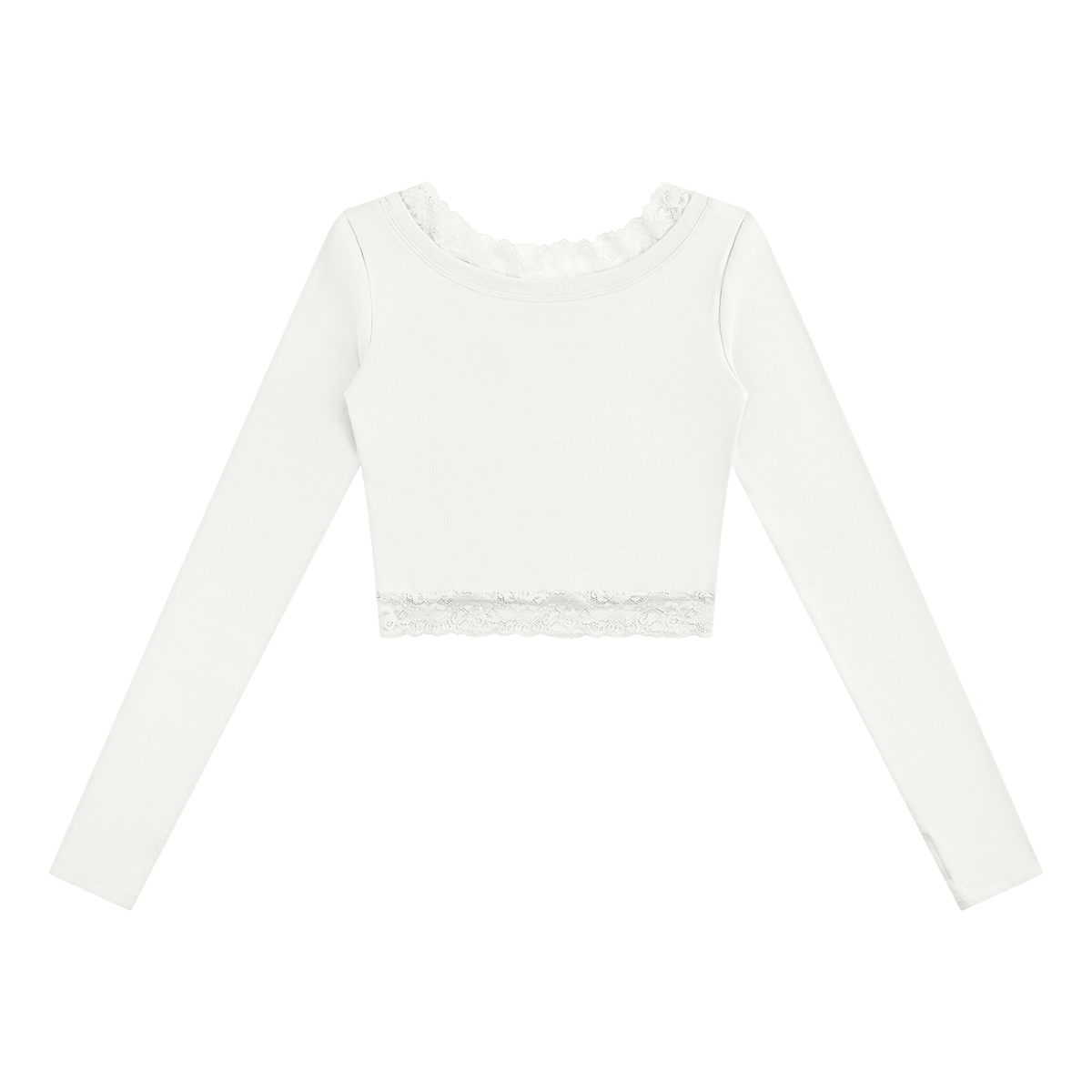 Lace-Trim Long-Sleeve Everyday Tee