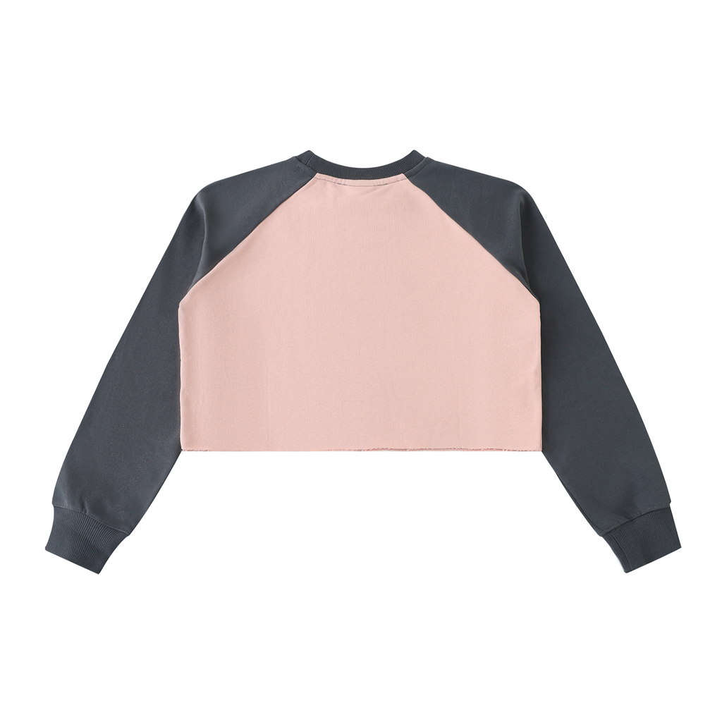 Colorblock Raw-Edge Crop Sweatshirt