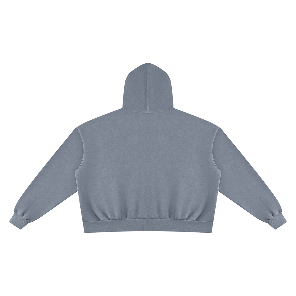 Vintage-Washed Boxy Fleece Hoodie