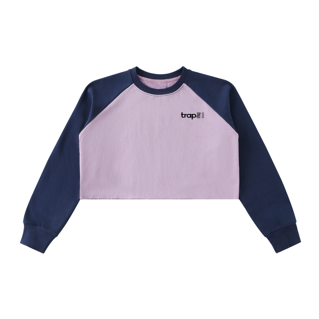Colorblock Raw-Edge Crop Sweatshirt
