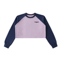 Colorblock Raw-Edge Crop Sweatshirt